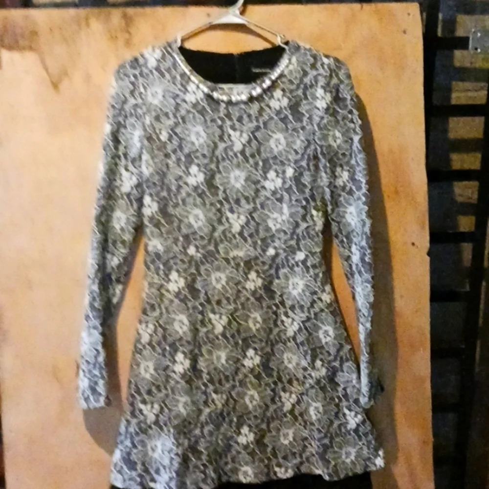 NWOT Plastic Island black & white floral mini dress